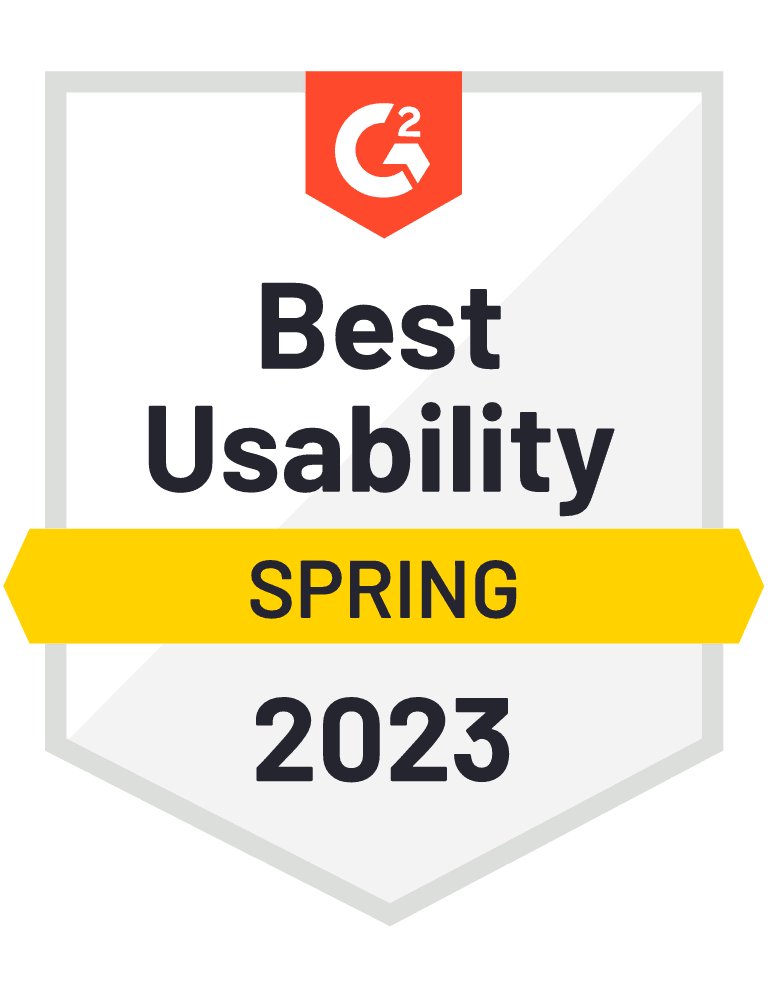 G2 Best Usability Spring 2023 badge