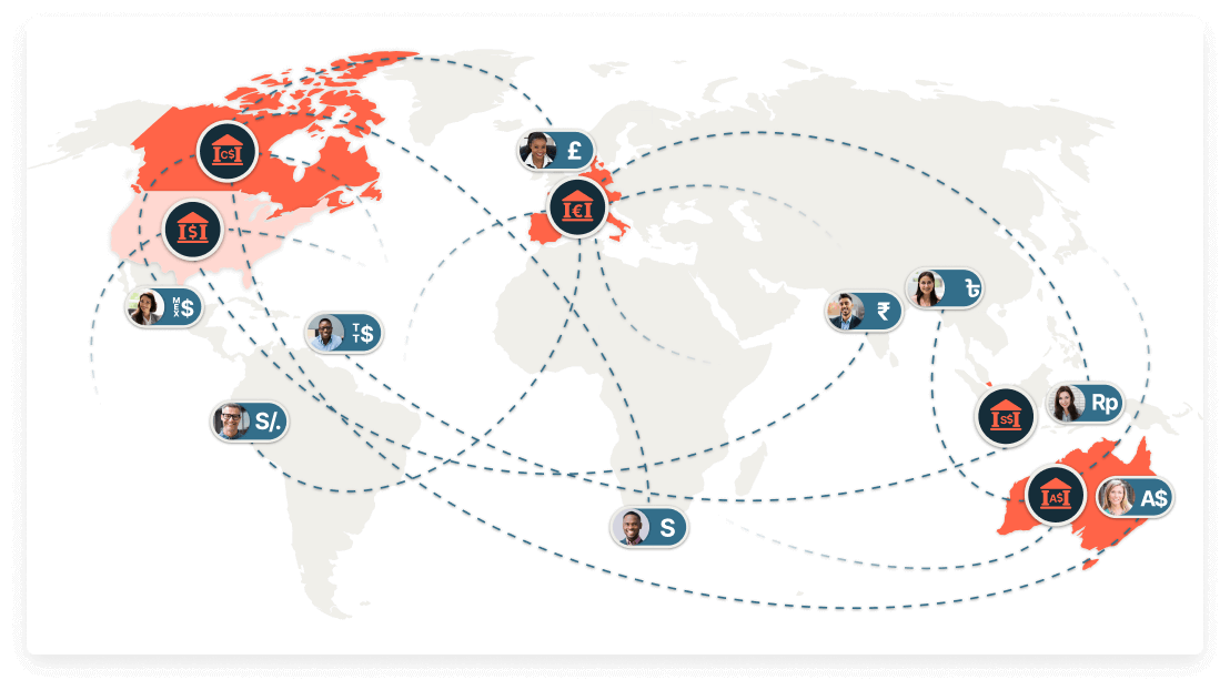 Map showing international reimbursements to different countries. Map showing international reimbursements to different countries.