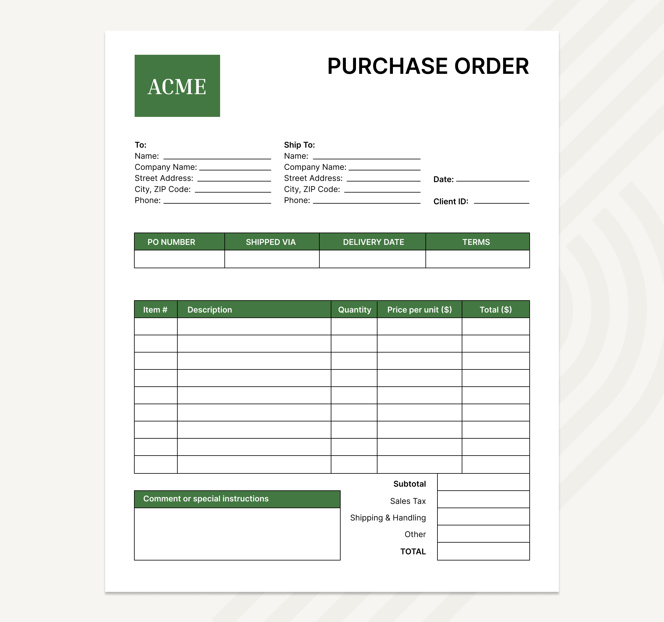 purchase order example 1