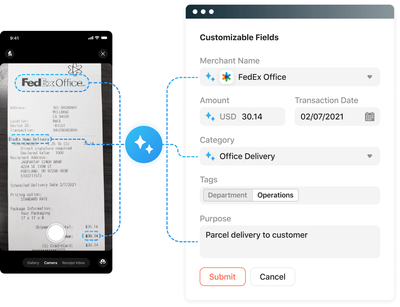 scn-scan Screenshot of how receipt scan into Airbase