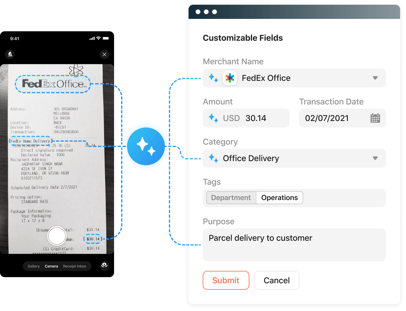 Screenshot of how receipt scan into Airbase