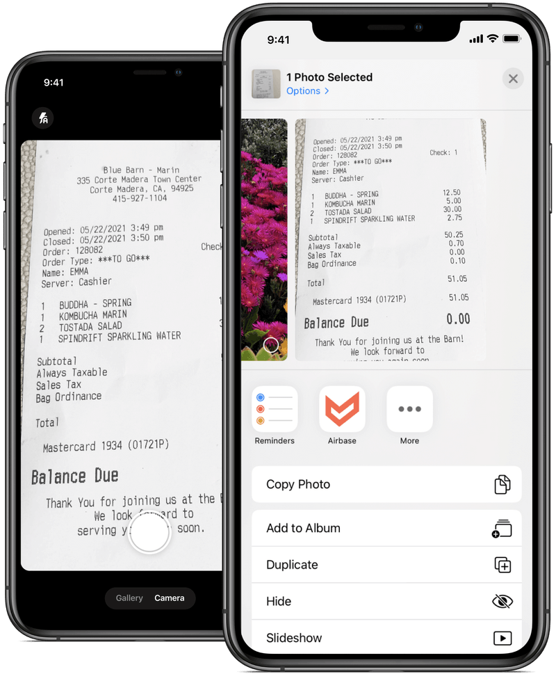 Receipt sharing